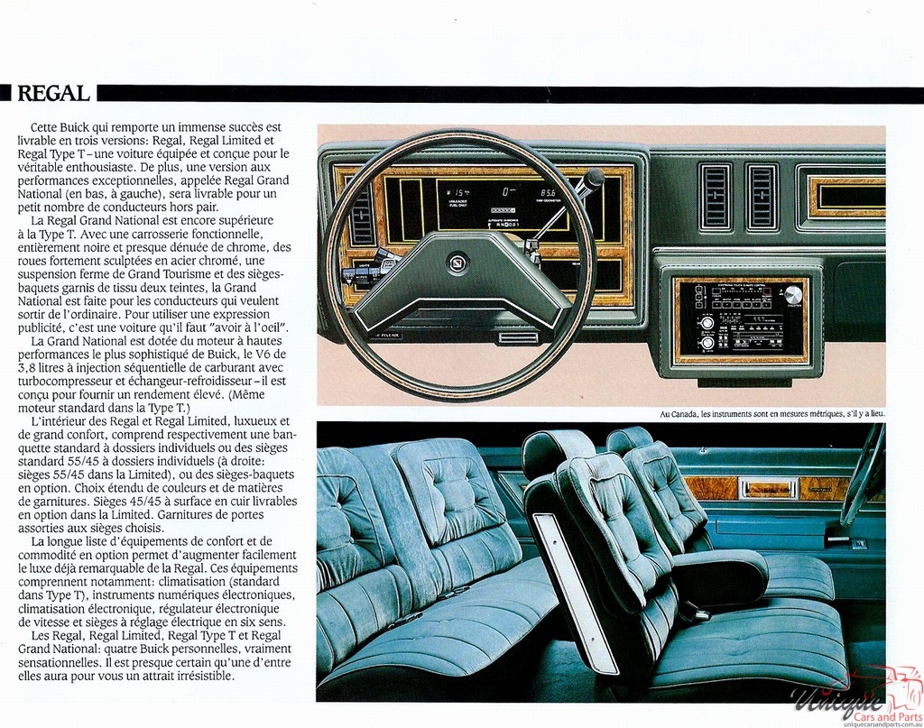 1986 Buick Regal (Canada) Brochure Page 3